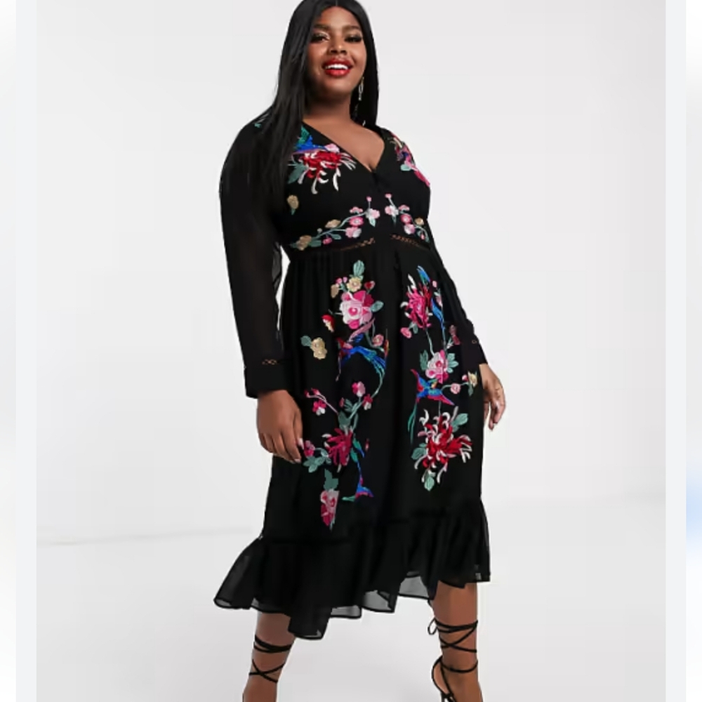 ASOS DESIGN embroidered skater midi dress